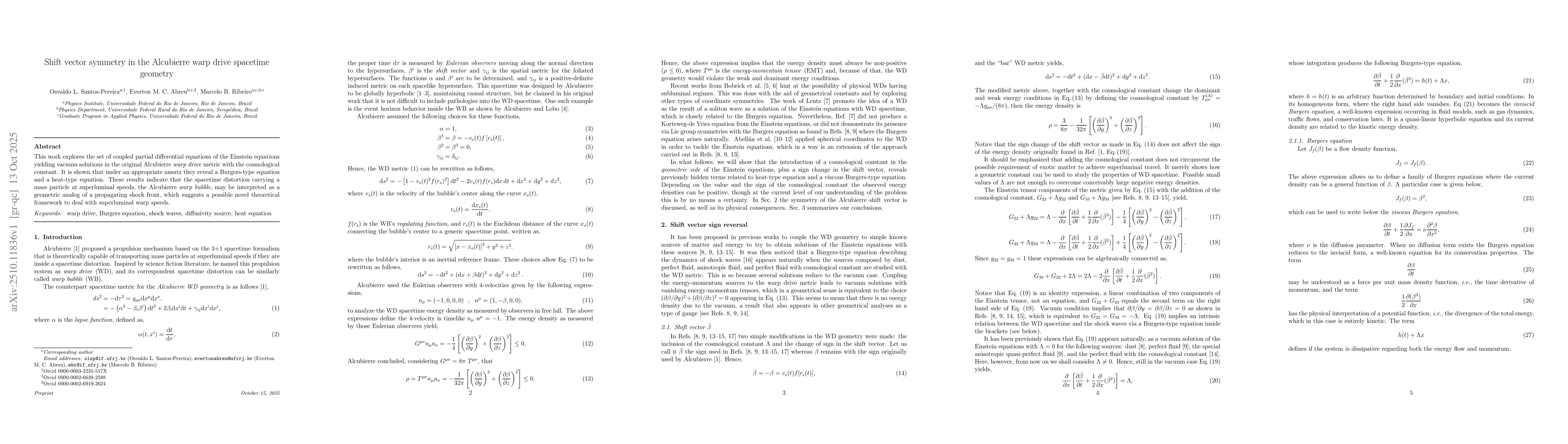 Thumbnail for Shift vector symmetry in the Alcubierre warp drive spacetime geometry