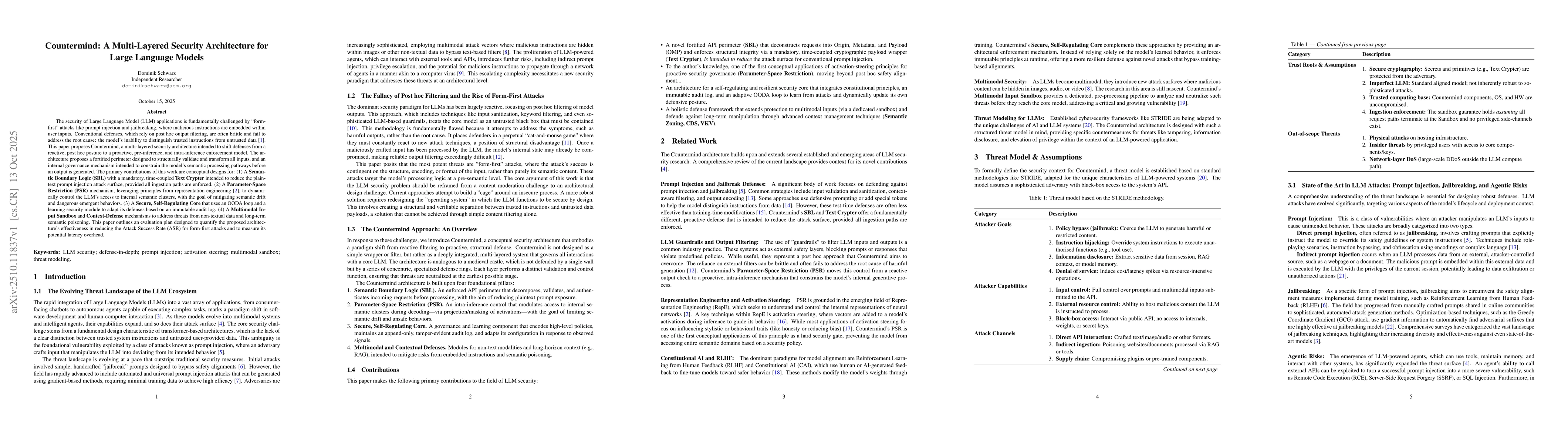 Thumbnail for Countermind: A Multi-Layered Security Architecture for Large Language
  Models