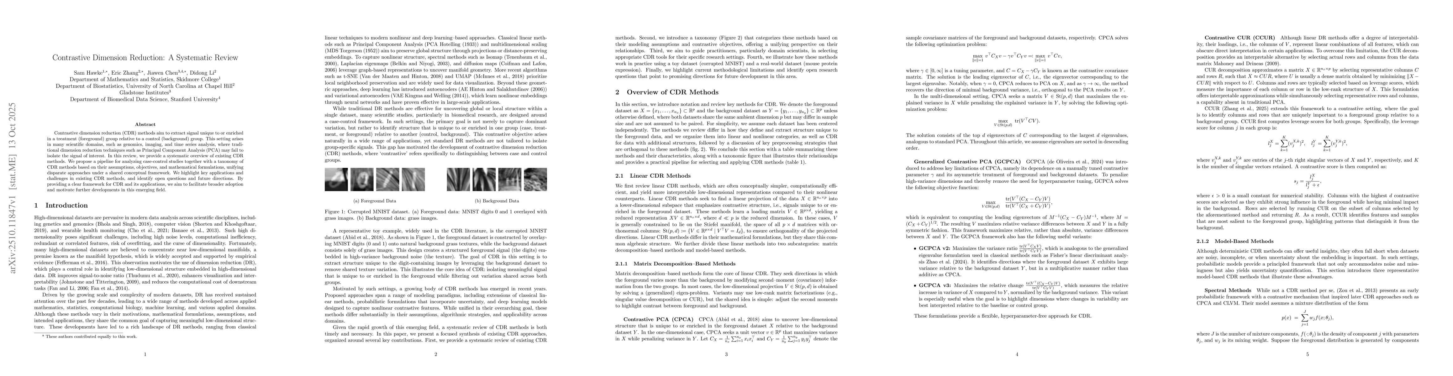 Thumbnail for Contrastive Dimension Reduction: A Systematic Review