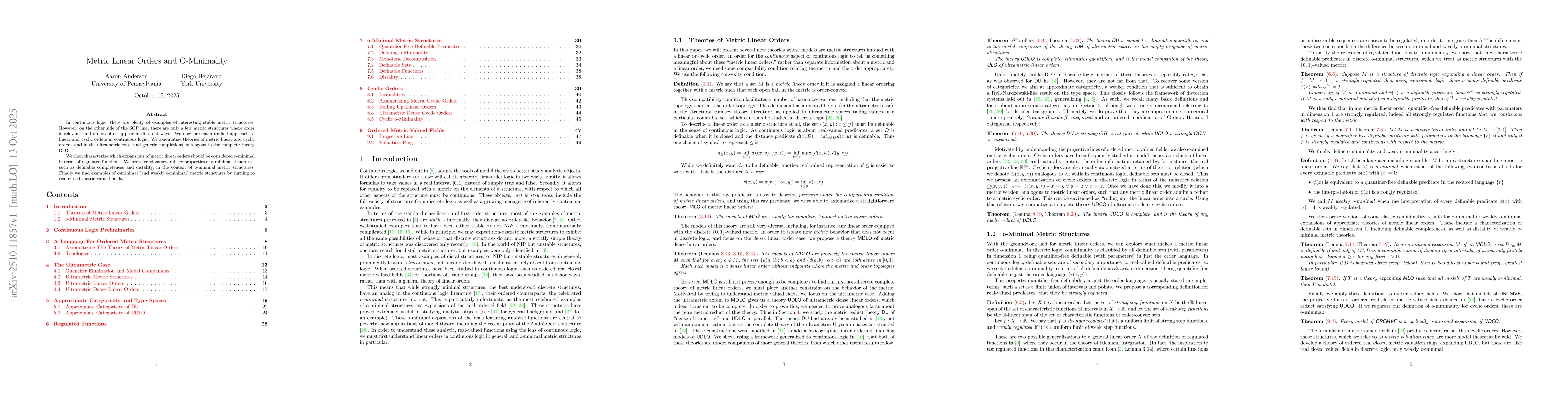 Thumbnail for Metric Linear Orders and O-Minimality