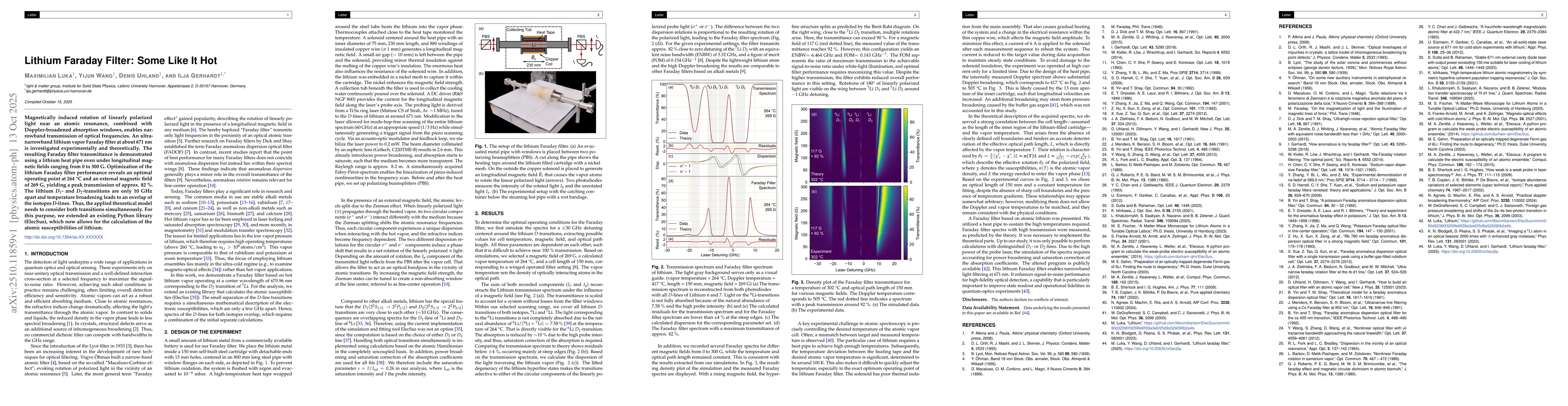 Thumbnail for Lithium Faraday Filter: Some Like It Hot