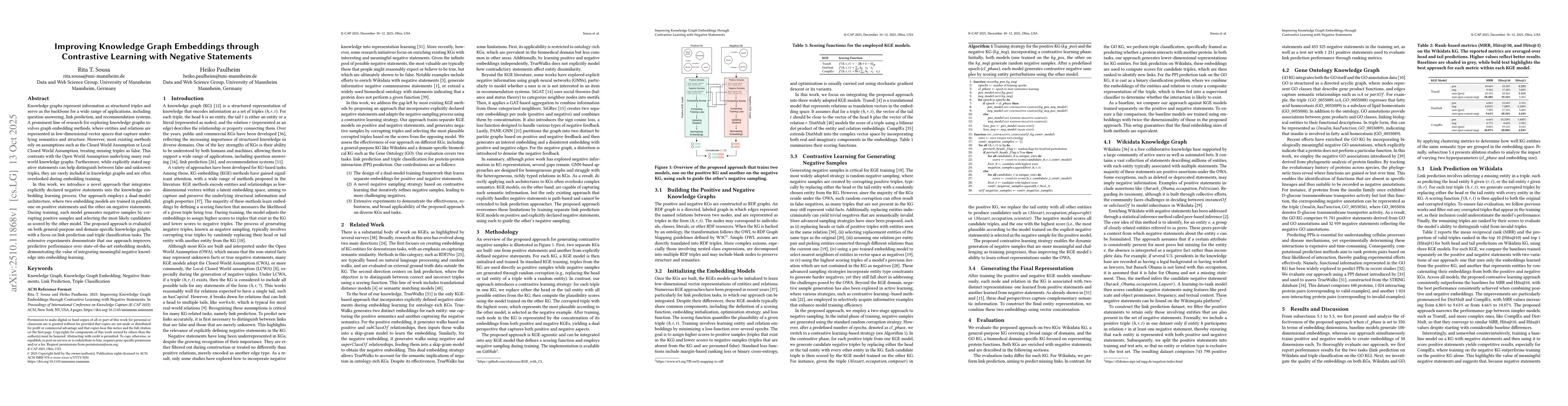 Thumbnail for Improving Knowledge Graph Embeddings through Contrastive Learning with
  Negative Statements