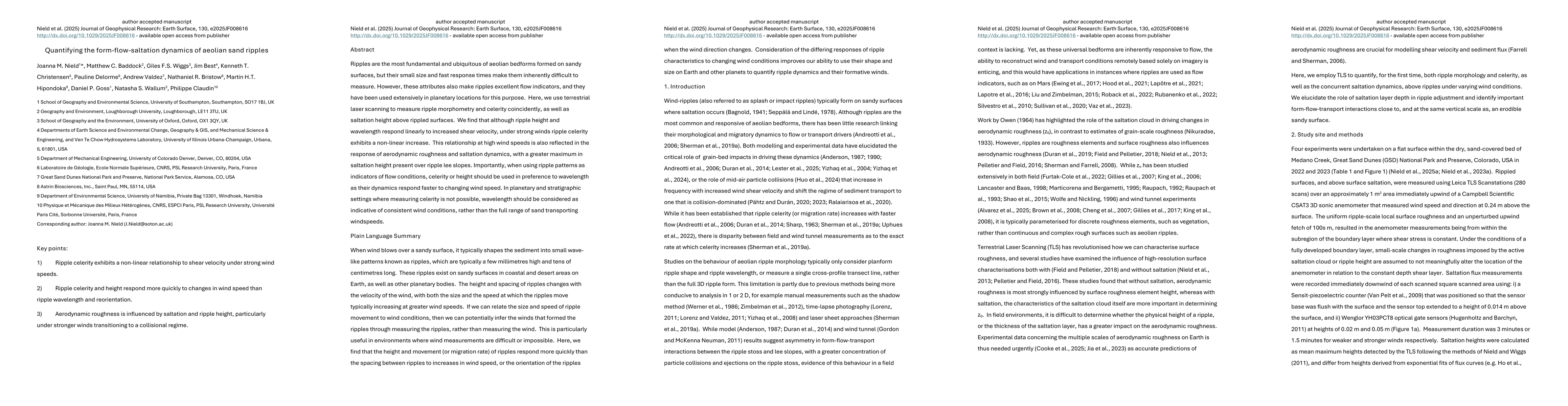 Thumbnail for Quantifying the form-flow-saltation dynamics of aeolian sand ripples