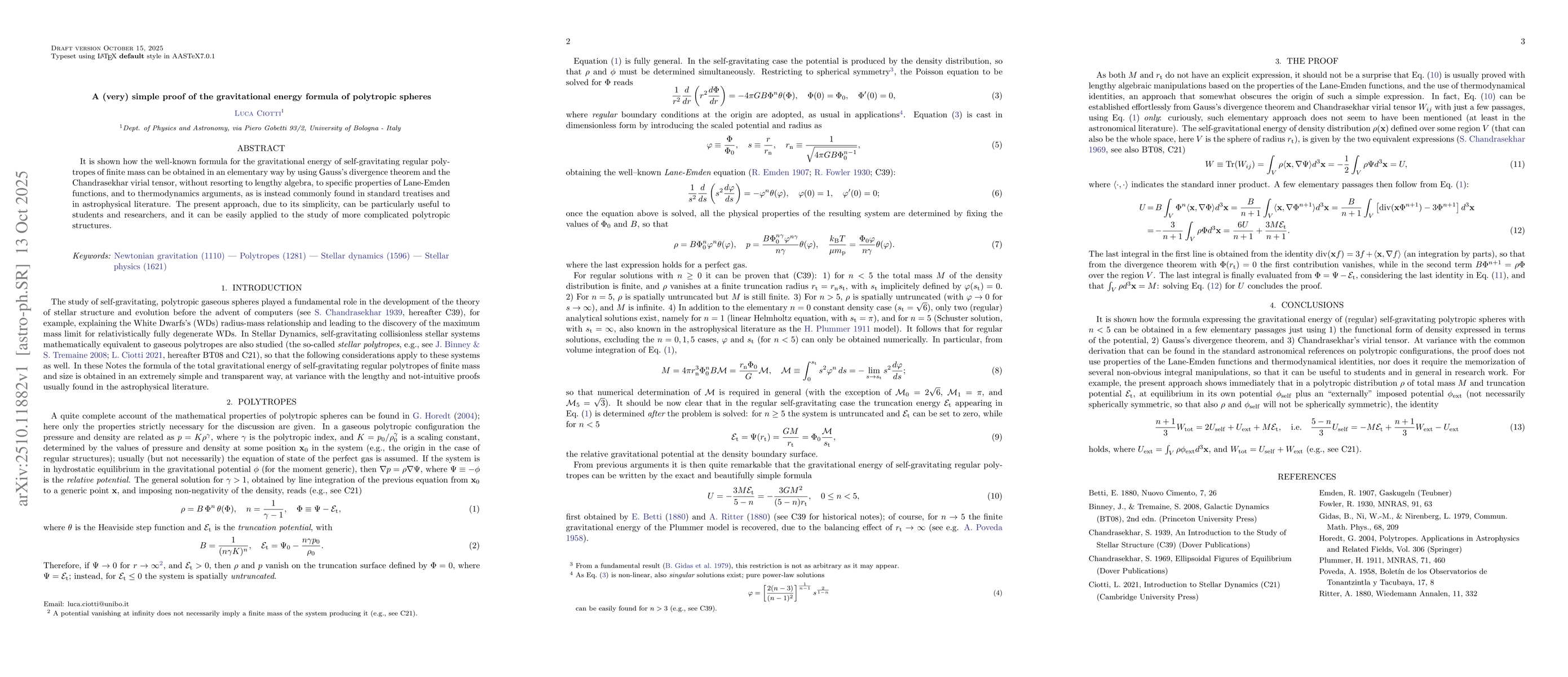 Thumbnail for A (very) simple proof of the gravitational energy formula of polytropic
  spheres