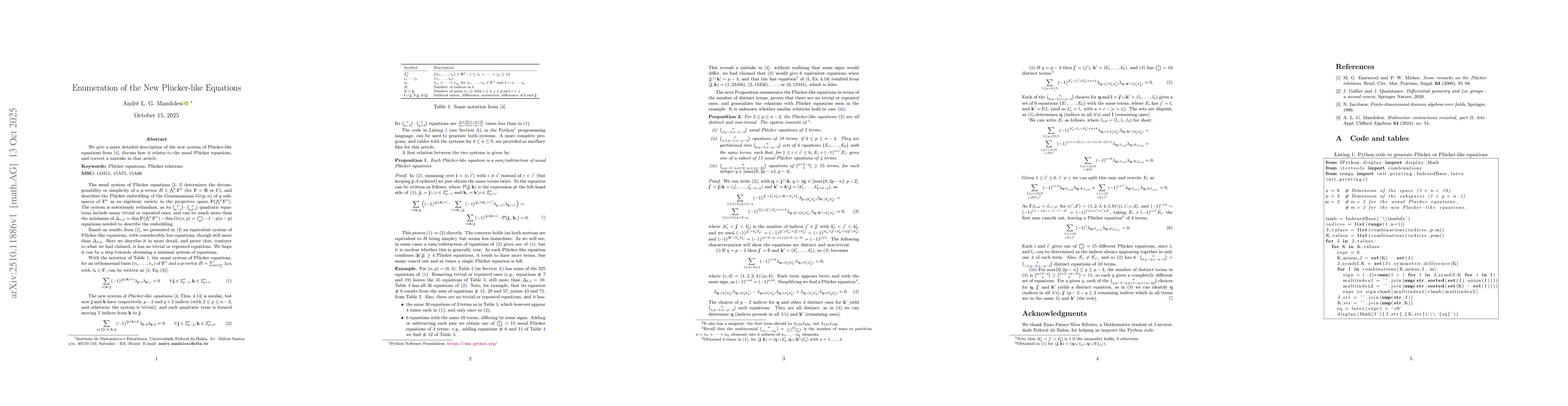 Thumbnail for Enumeration of the New PlĂźcker-like Equations