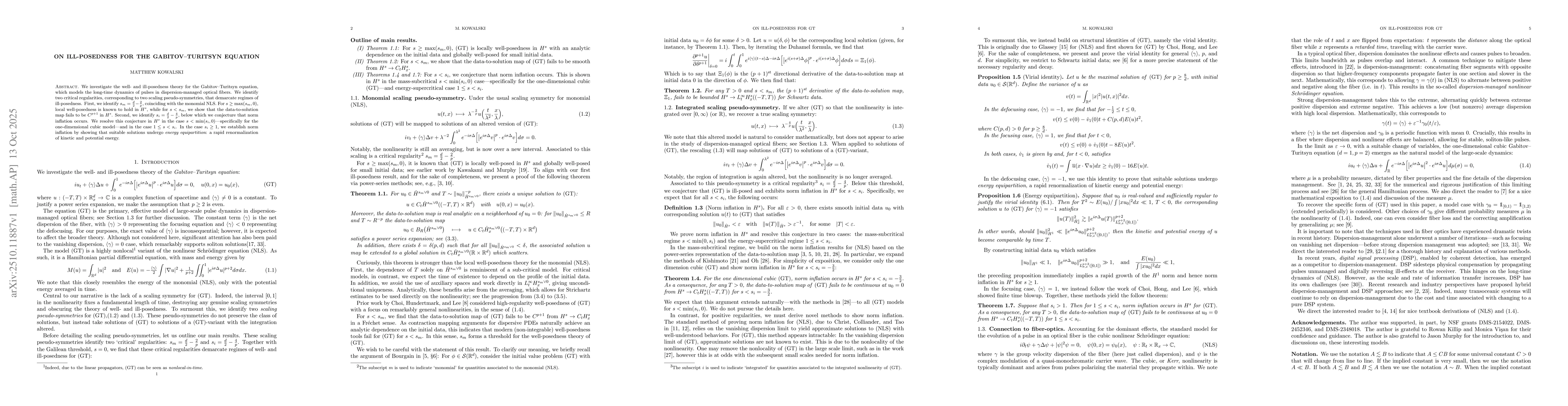 Thumbnail for On ill-posedness for the Gabitov--Turitsyn equation