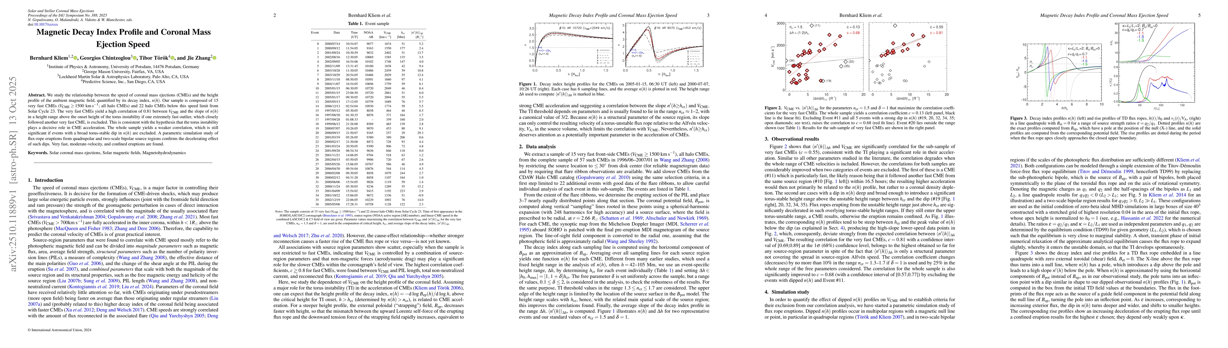 Thumbnail for Magnetic Decay Index Profile and Coronal Mass Ejection Speed