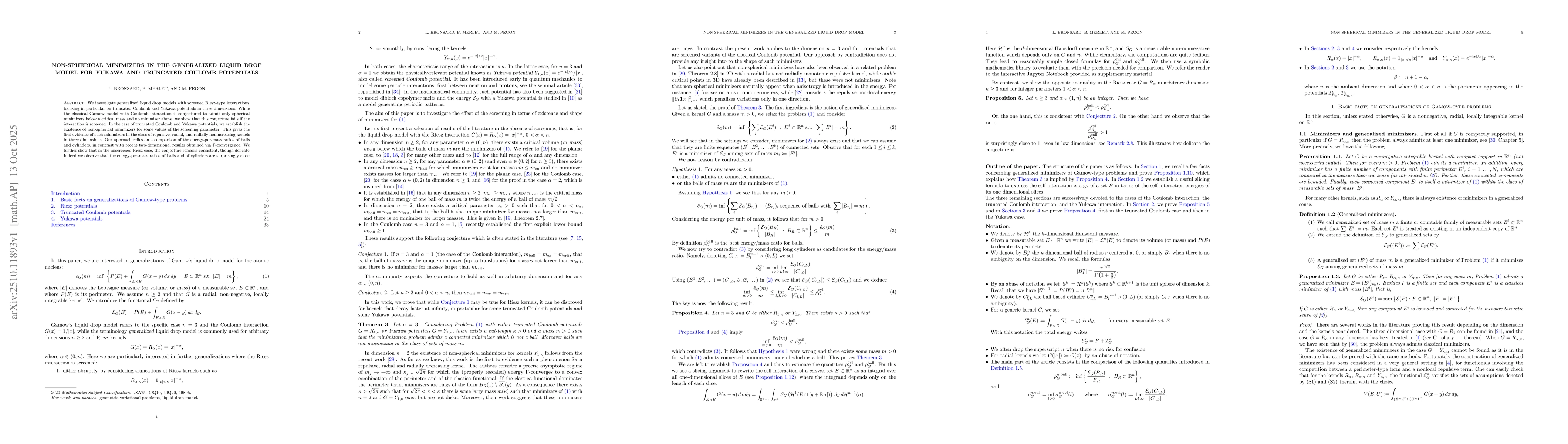 Thumbnail for Non-spherical minimizers in the generalized liquid drop model for Yukawa
  and truncated Coulomb potentials