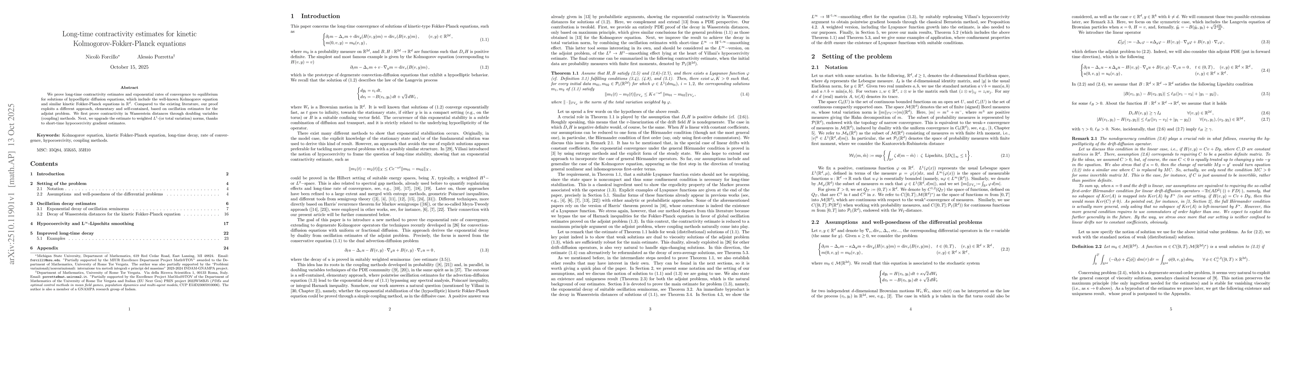 Thumbnail for Long-time contractivity estimates for kinetic Kolmogorov-Fokker-Planck
  equations