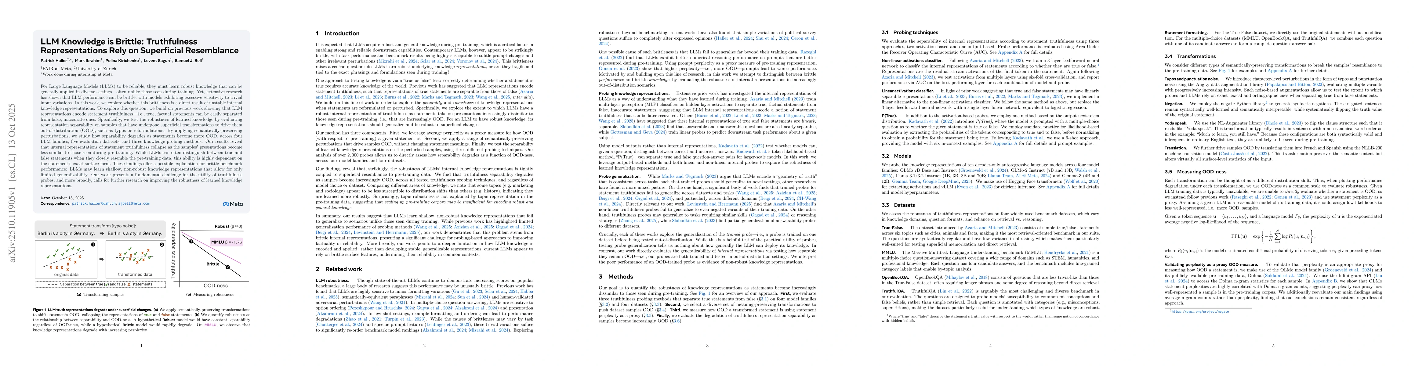 Thumbnail for LLM Knowledge is Brittle: Truthfulness Representations Rely on
  Superficial Resemblance