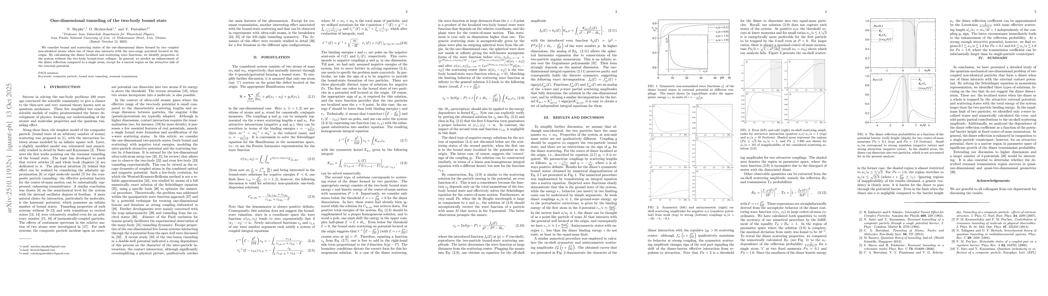 Thumbnail for One-dimensional tunneling of the two-body bound state