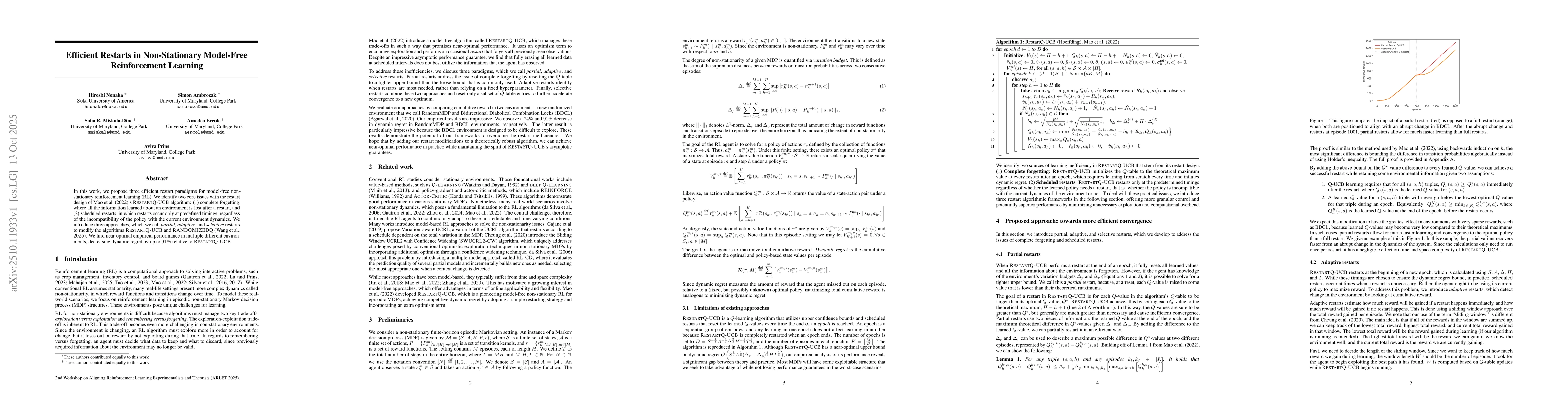 Thumbnail for Efficient Restarts in Non-Stationary Model-Free Reinforcement Learning