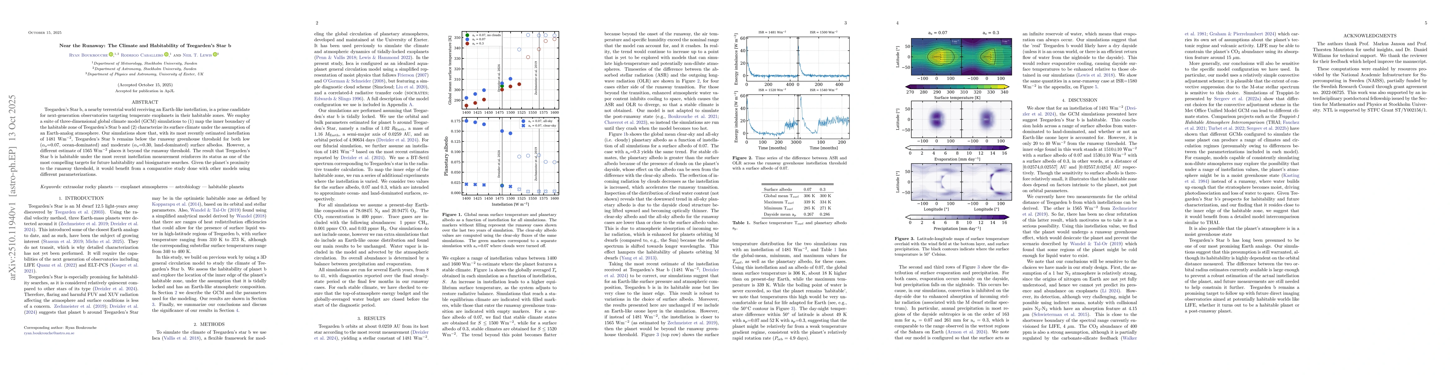 Thumbnail for Near the Runaway: The Climate and Habitability of Teegarden's Star b