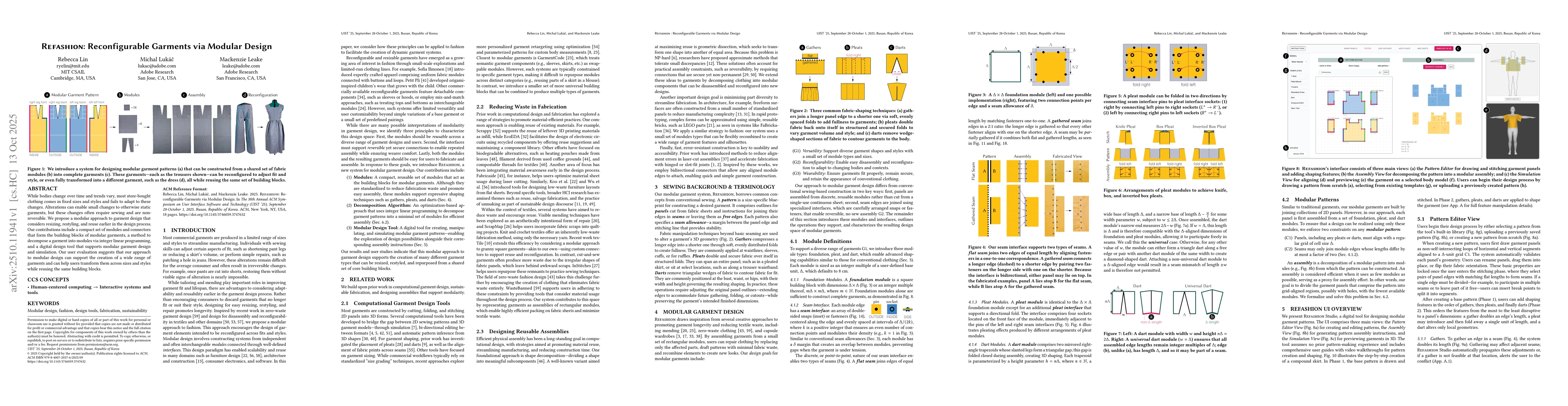 Thumbnail for Refashion: Reconfigurable Garments via Modular Design