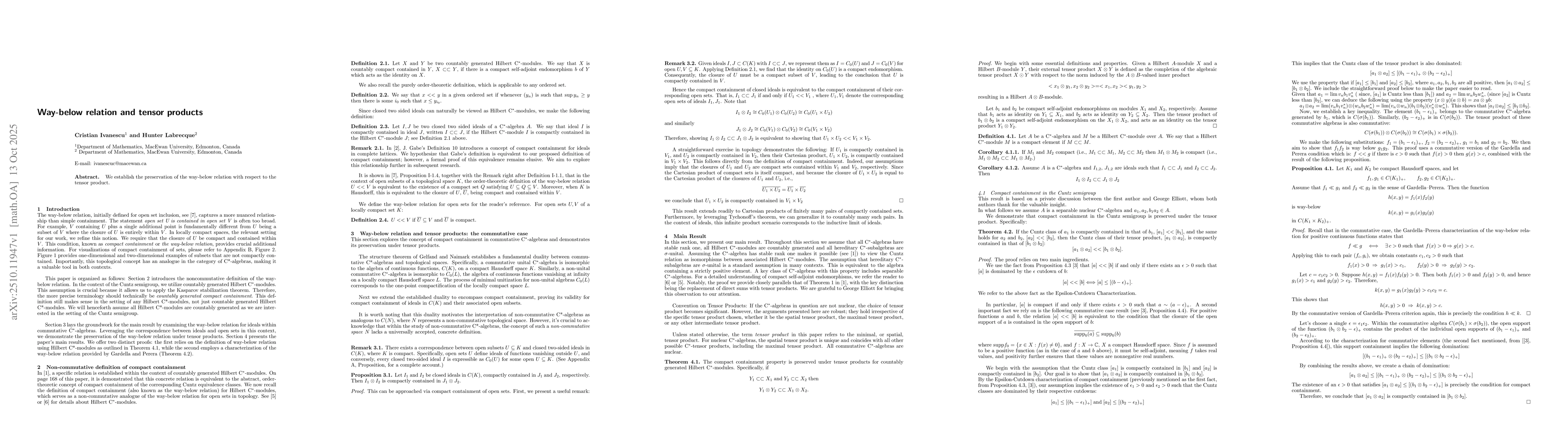 Thumbnail for Way-below Relation and Tensor Products