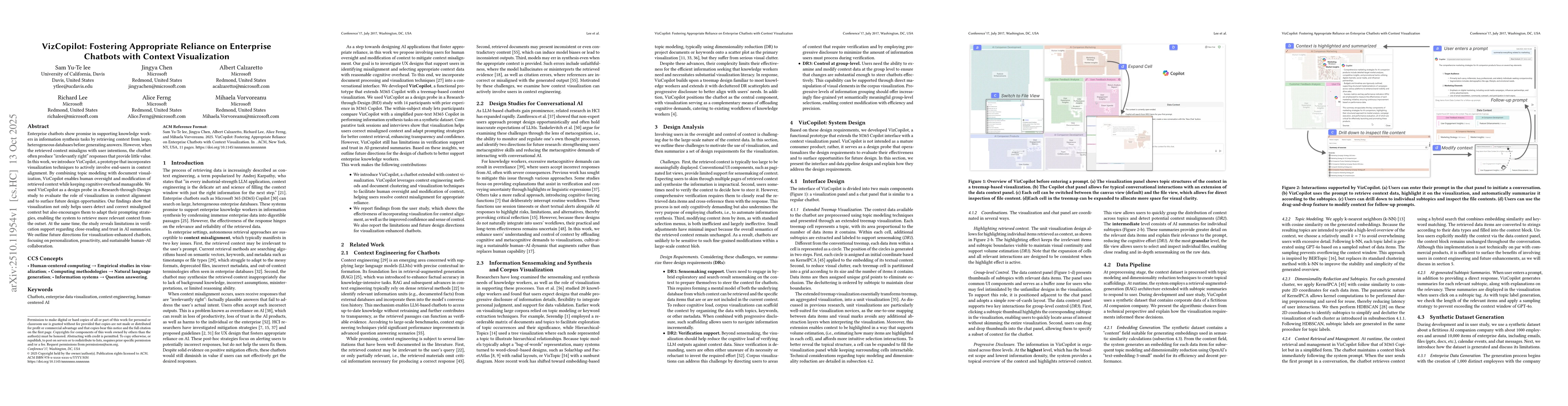 Thumbnail for VizCopilot: Fostering Appropriate Reliance on Enterprise Chatbots with
  Context Visualization