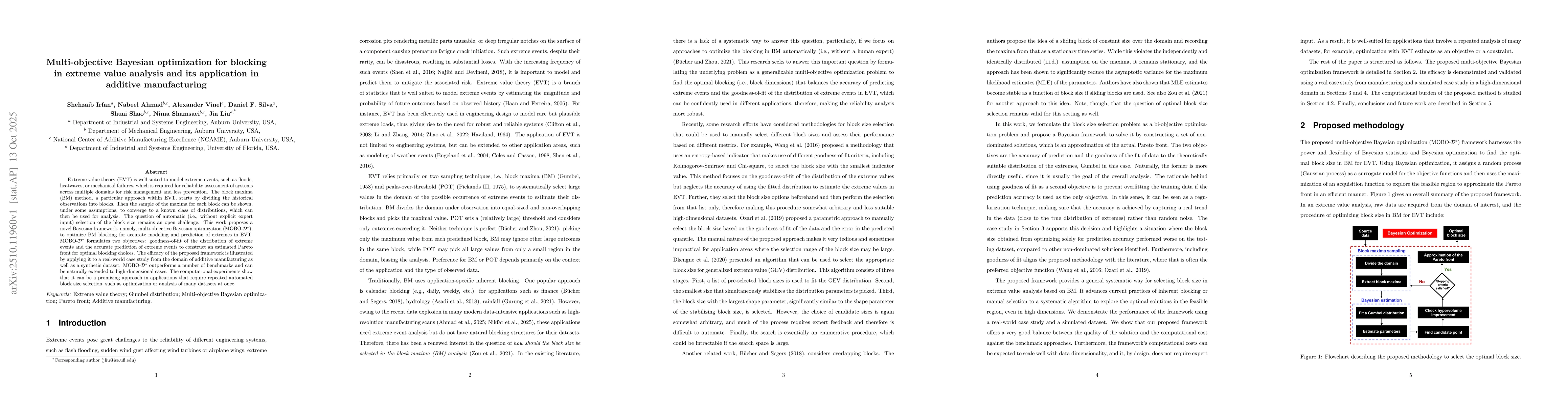 Thumbnail for Multi-objective Bayesian optimization for blocking in extreme value
  analysis and its application in additive manufacturing