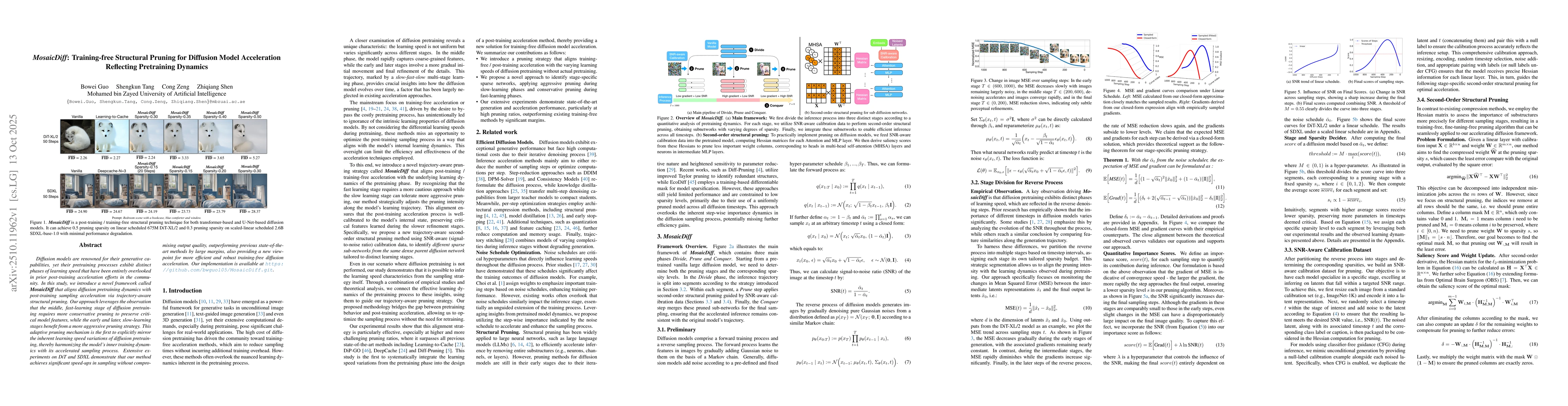 Thumbnail for MosaicDiff: Training-free Structural Pruning for Diffusion Model
  Acceleration Reflecting Pretraining Dynamics
