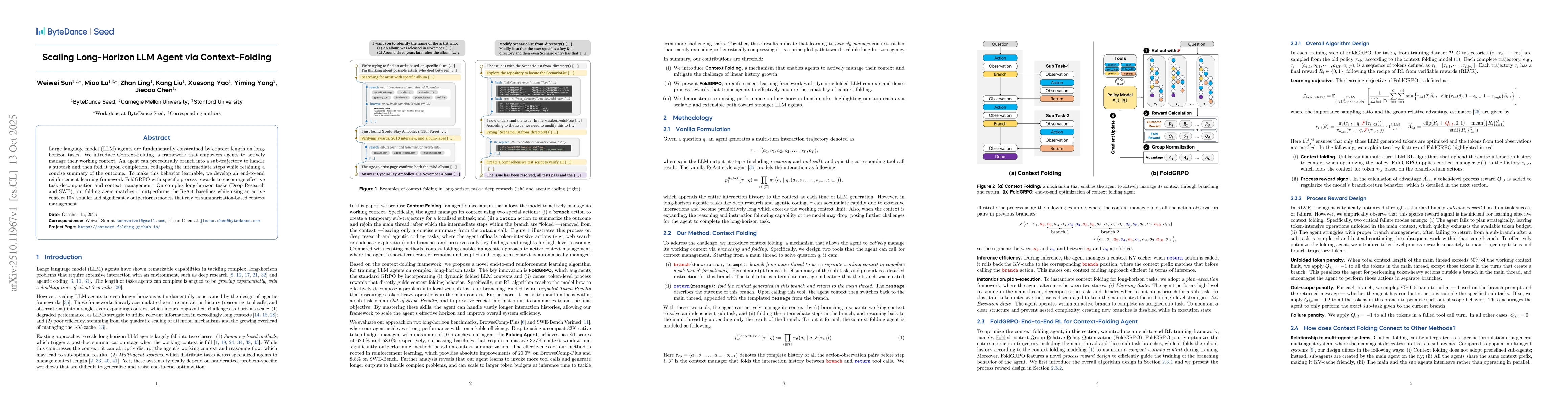 Thumbnail for Scaling Long-Horizon LLM Agent via Context-Folding