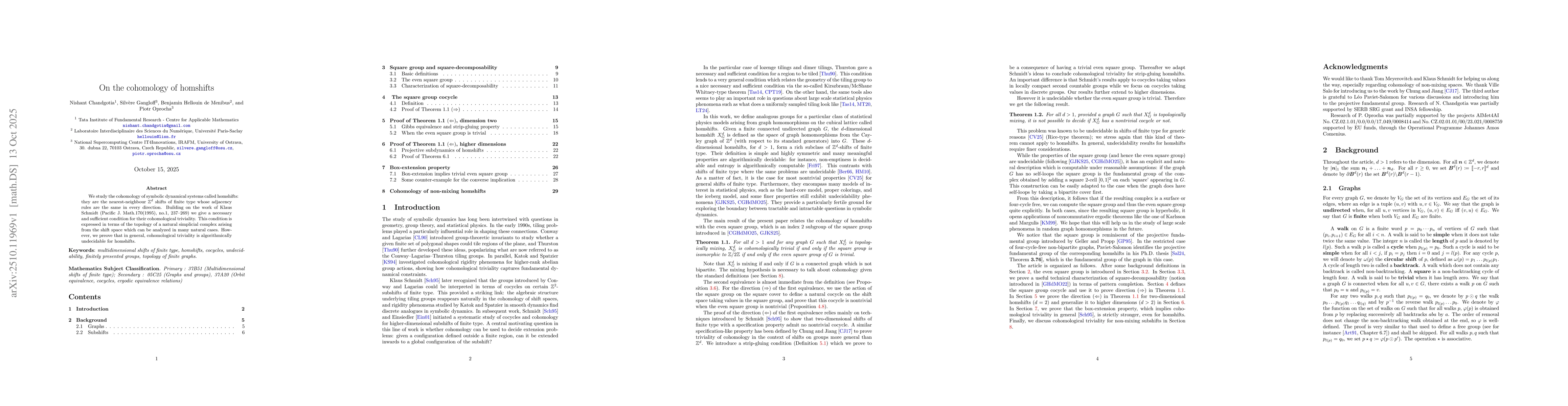 Thumbnail for On the cohomology of homshifts