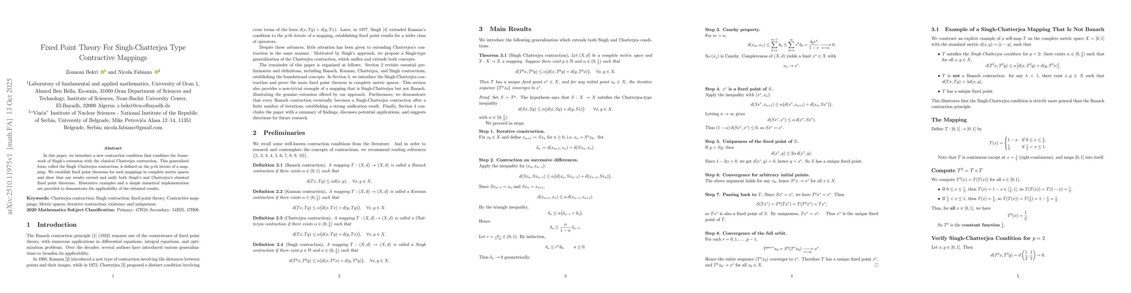 Thumbnail for Fixed Point Theory For Singh-Chatterjea Type Contractive Mappings