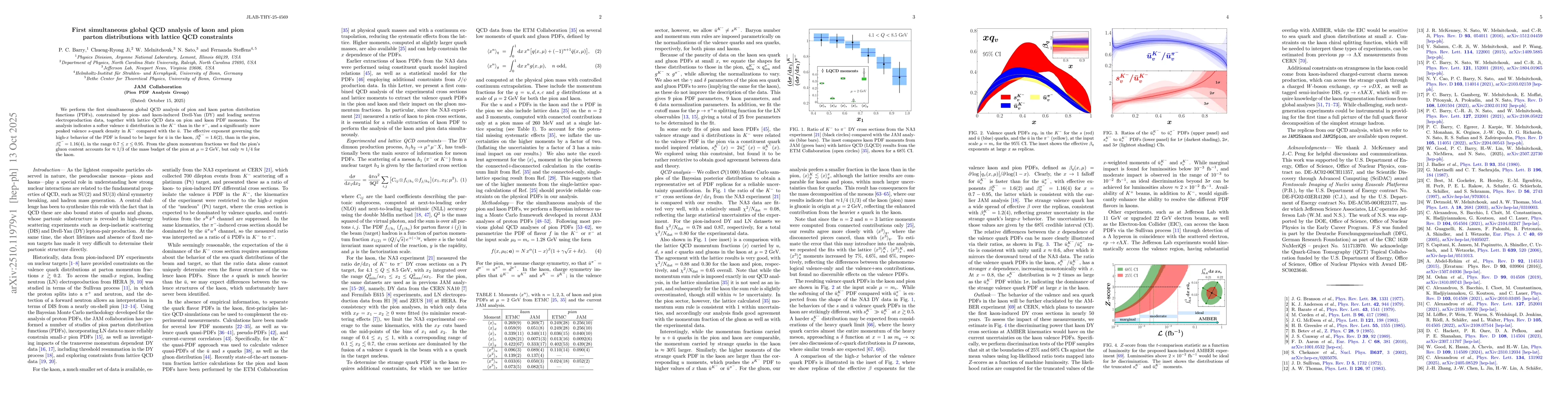 Thumbnail for First simultaneous global QCD analysis of kaon and pion parton
  distributions with lattice QCD constraints