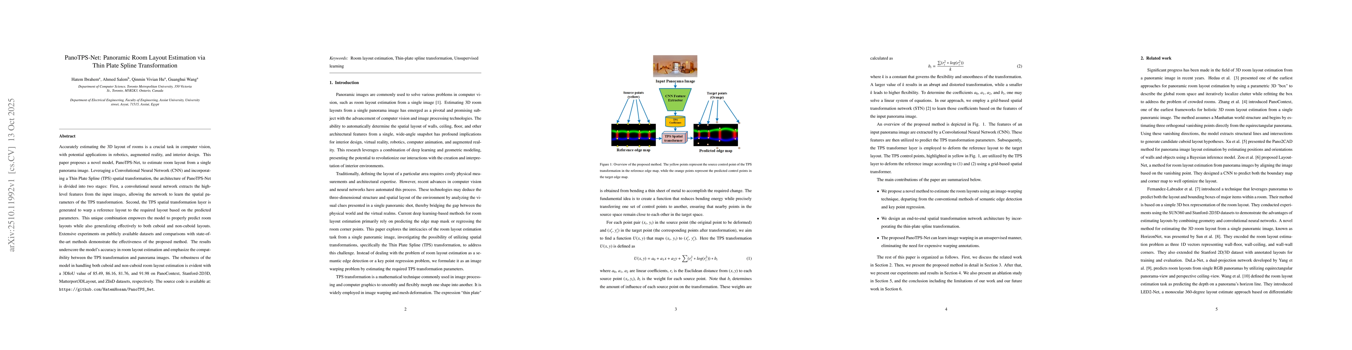 Thumbnail for PanoTPS-Net: Panoramic Room Layout Estimation via Thin Plate Spline
  Transformation