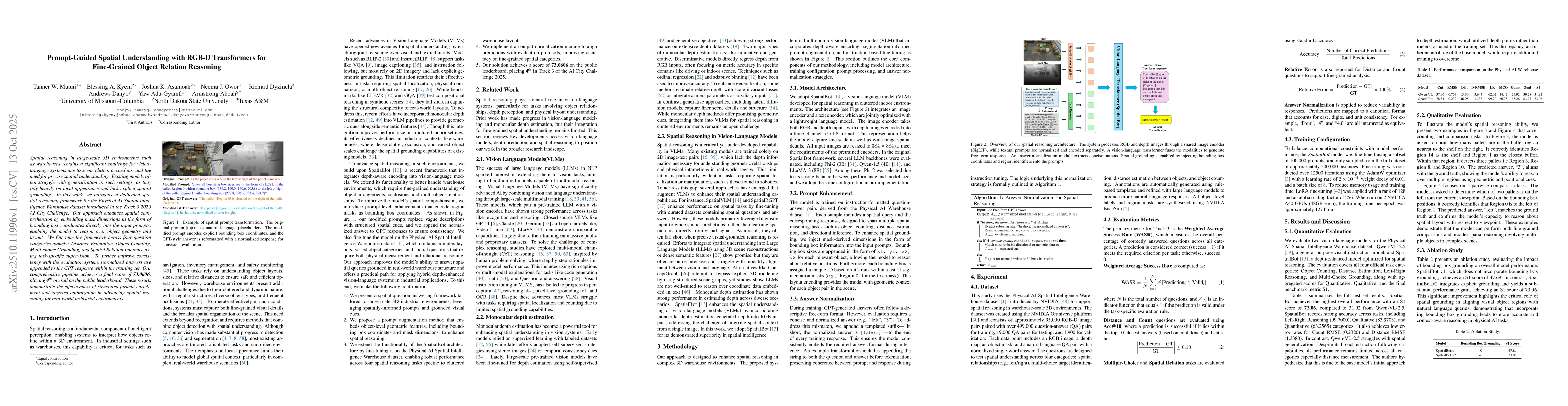 Thumbnail for Prompt-Guided Spatial Understanding with RGB-D Transformers for
  Fine-Grained Object Relation Reasoning