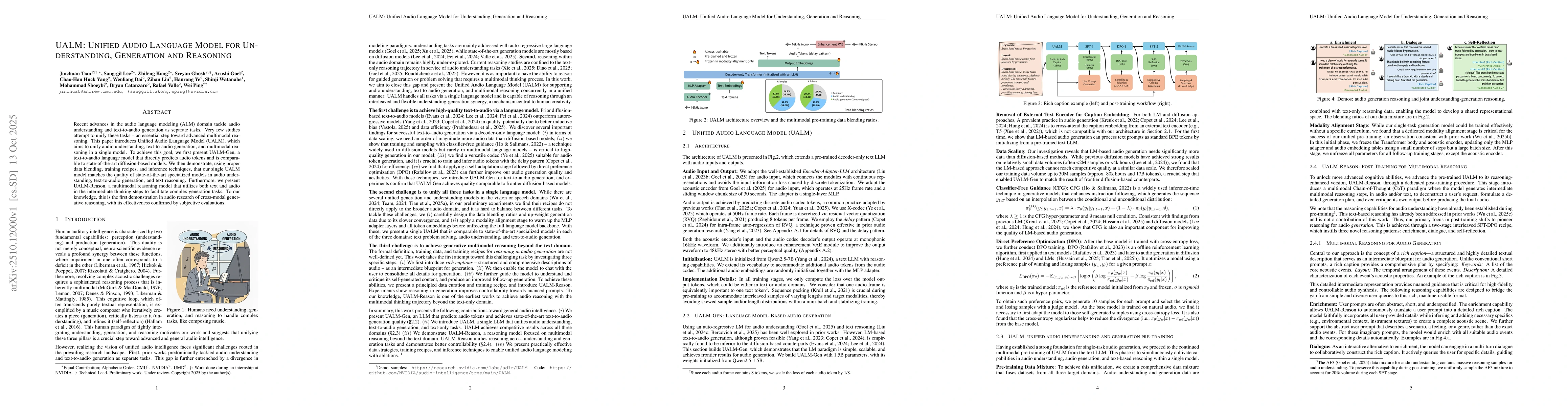 Thumbnail for UALM: Unified Audio Language Model for Understanding, Generation and
  Reasoning