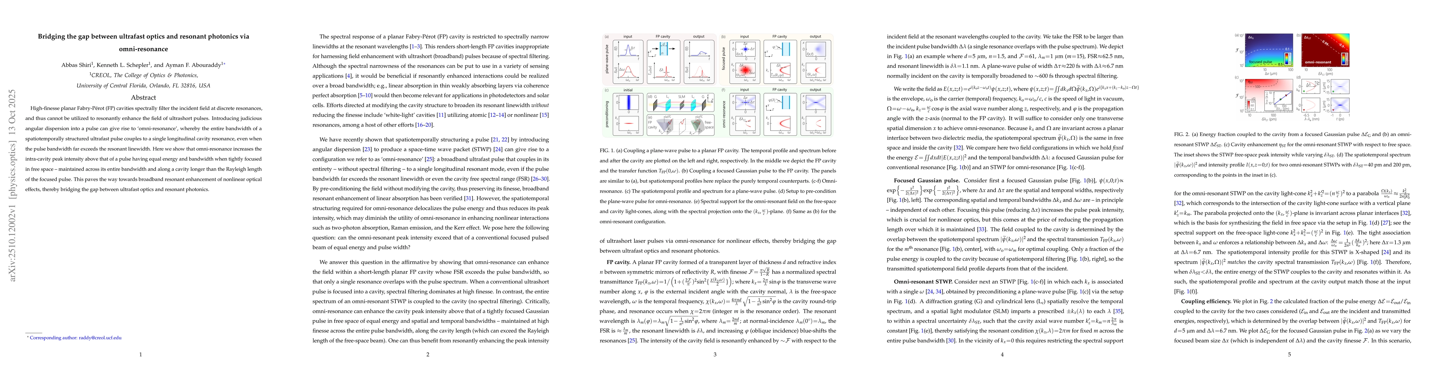 Thumbnail for Bridging the gap between ultrafast optics and resonant photonics via
  omni-resonance