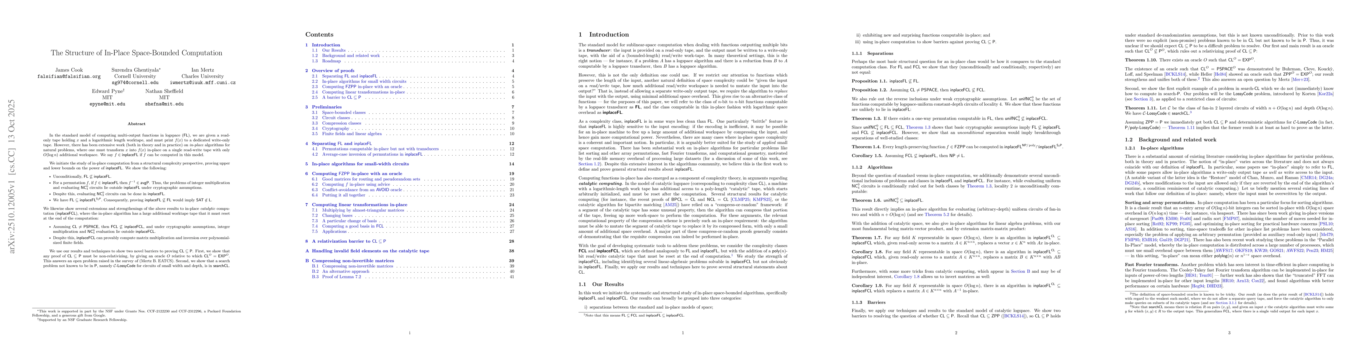 Thumbnail for The Structure of In-Place Space-Bounded Computation