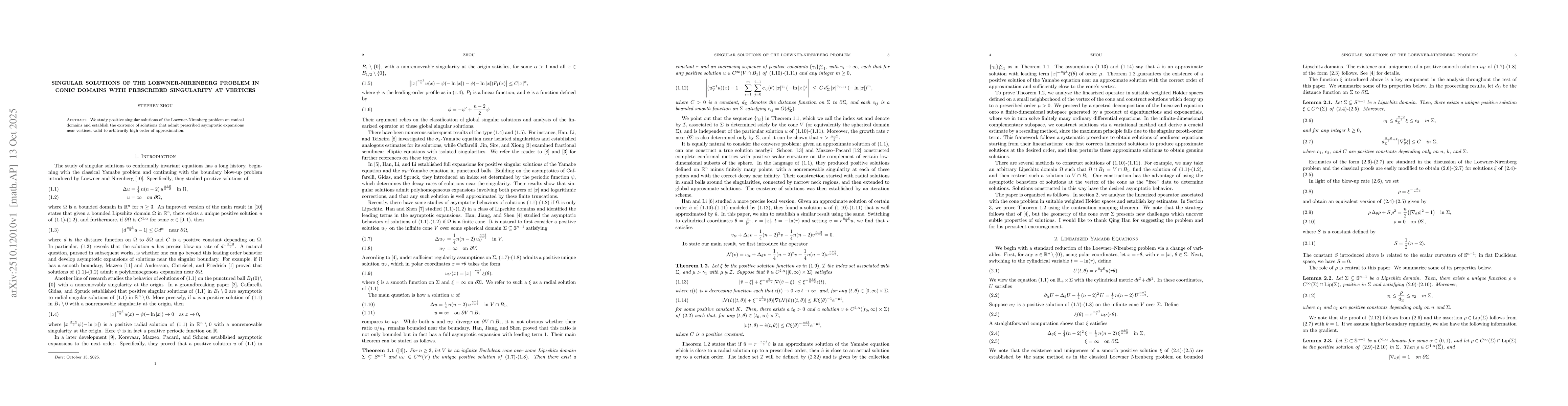 Thumbnail for Singular Solutions of the Loewner-Nirenberg Problem in Conic Domains
  with Prescribed Singularity at Vertices