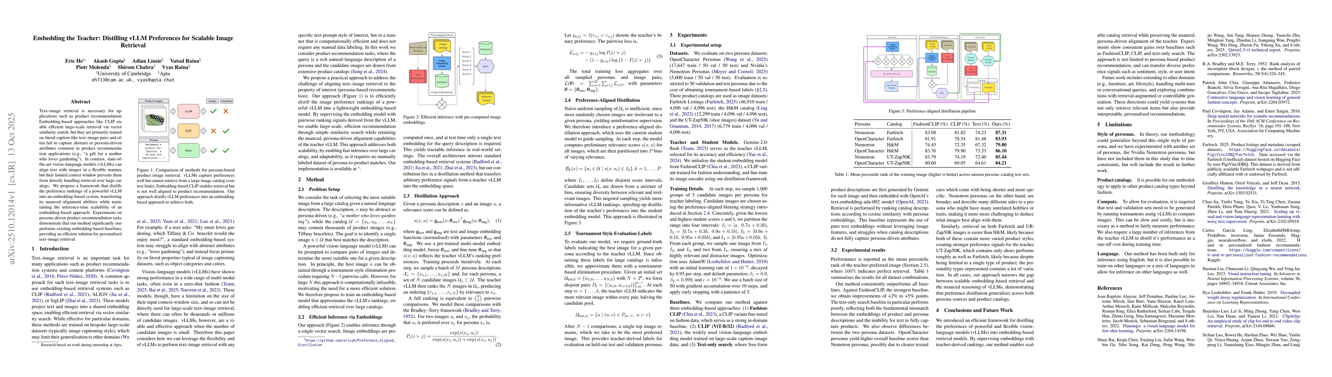 Thumbnail for Embedding the Teacher: Distilling vLLM Preferences for Scalable Image
  Retrieval