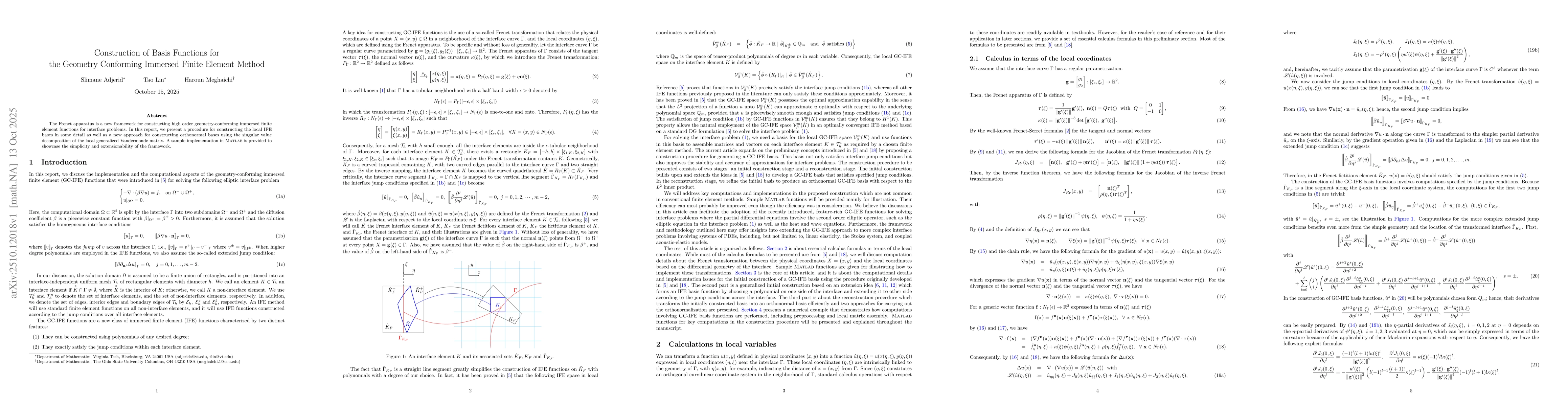 Thumbnail for Construction of Basis Functions for the Geometry Conforming Immersed
  Finite Element Method