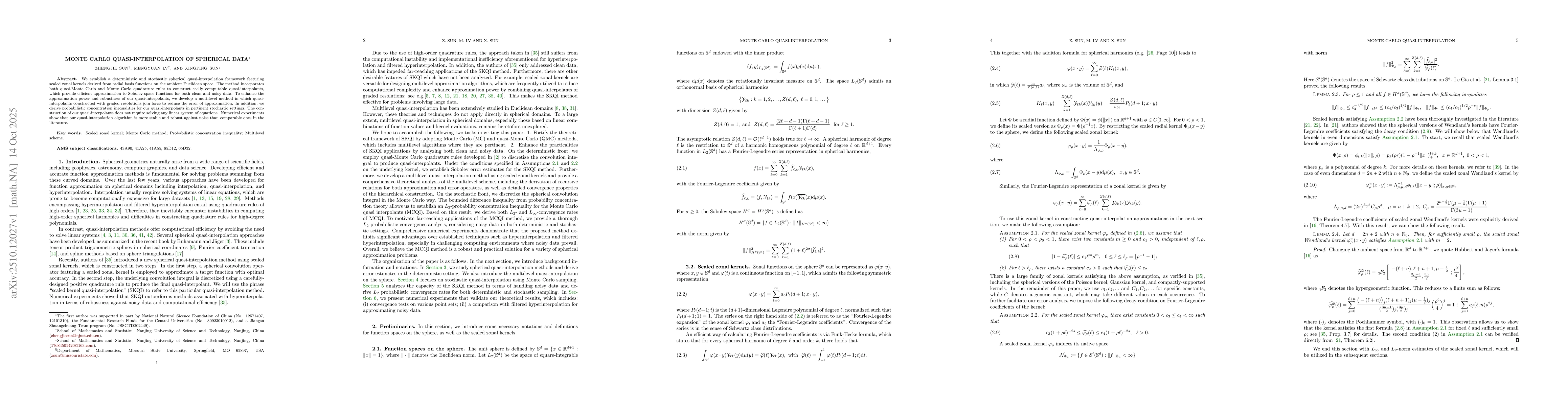 Thumbnail for Monte Carlo quasi-interpolation of spherical data