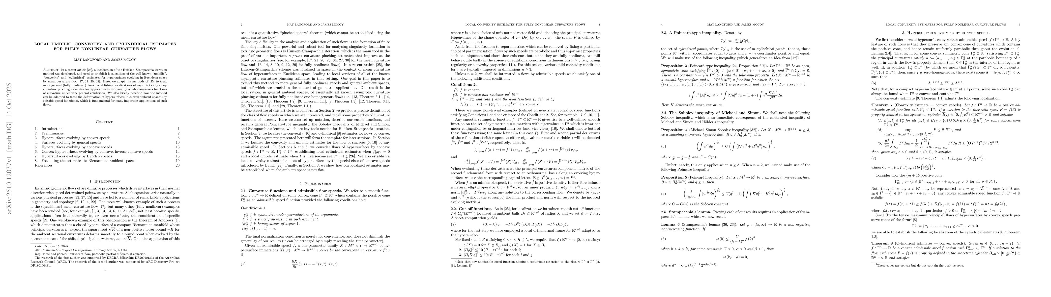 Thumbnail for Local umbilic, convexity and cylindrical estimates for fully nonlinear
  curvature flows