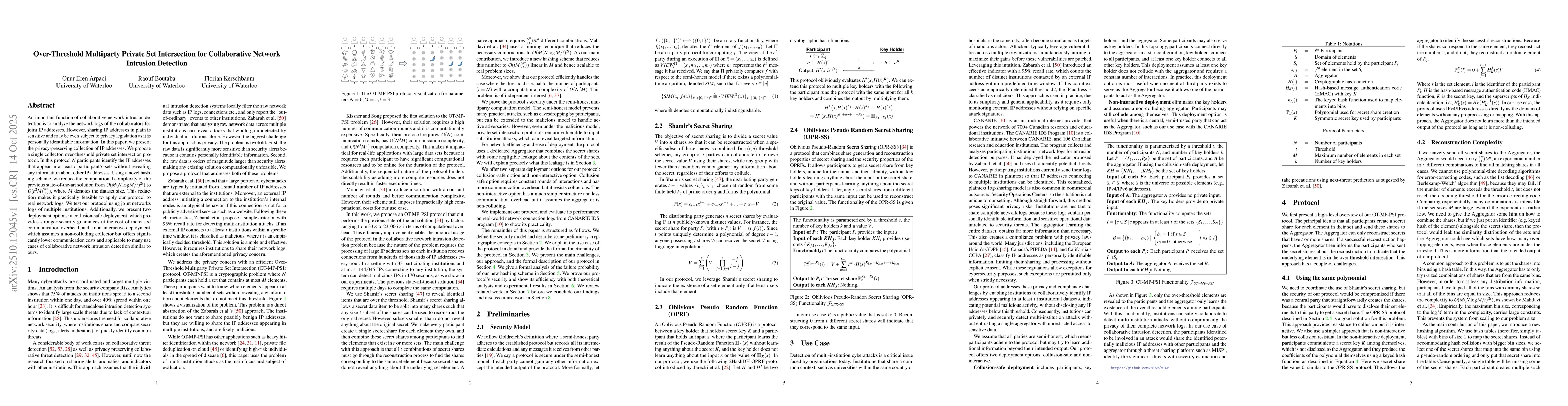 Thumbnail for Over-Threshold Multiparty Private Set Intersection for Collaborative
  Network Intrusion Detection
