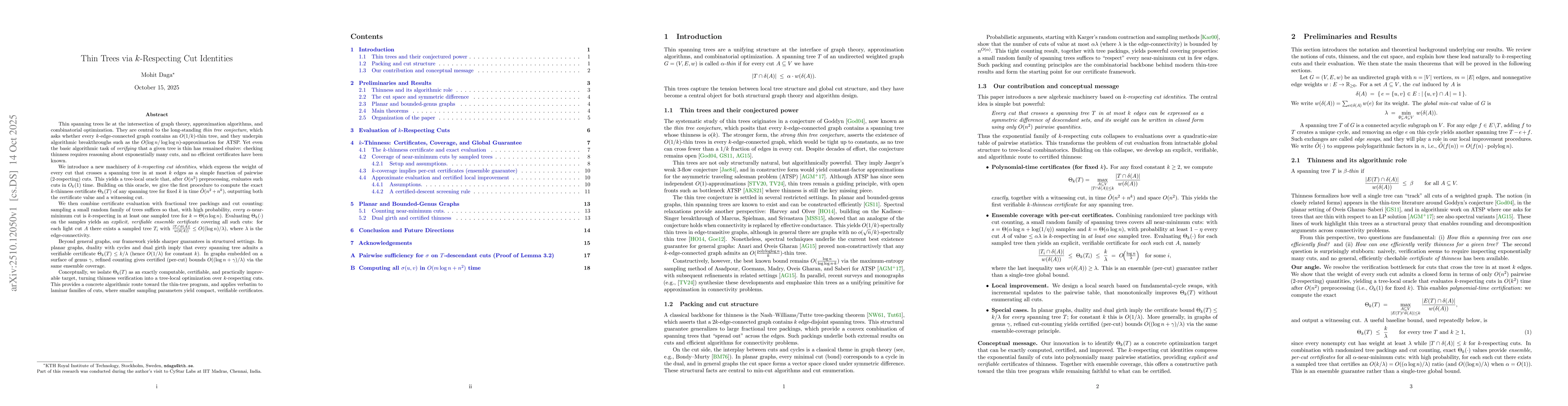 Thumbnail for Thin Trees via $k$-Respecting Cut Identities