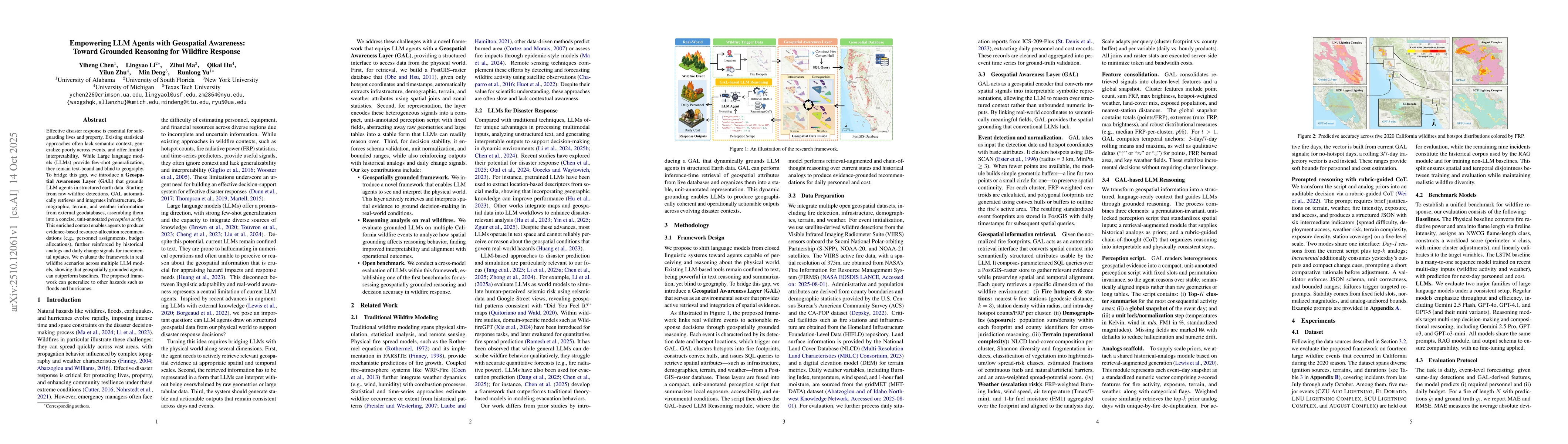 Thumbnail for Empowering LLM Agents with Geospatial Awareness: Toward Grounded
  Reasoning for Wildfire Response
