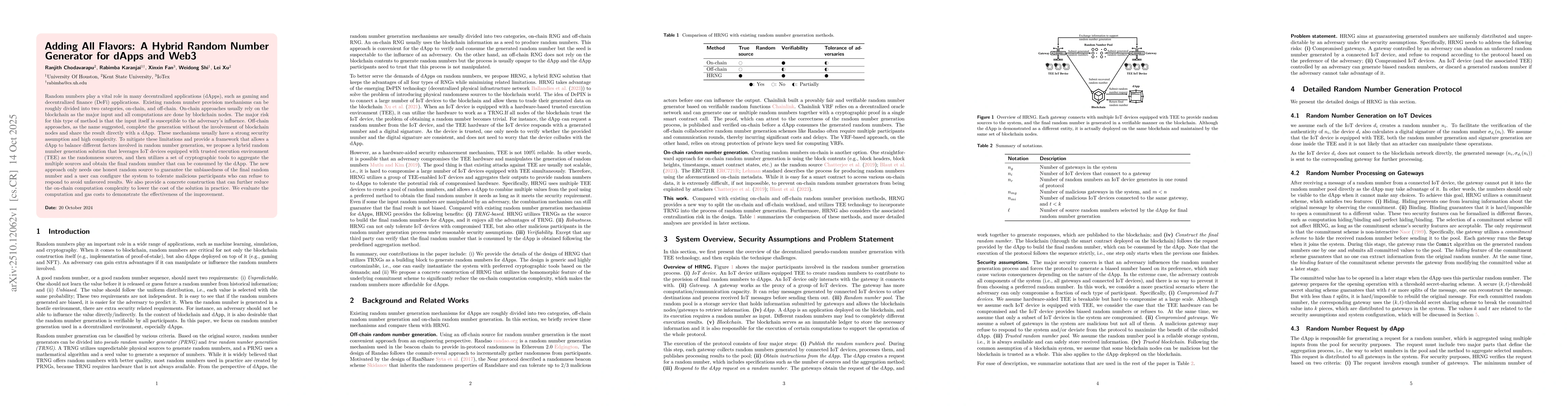 Thumbnail for Adding All Flavors: A Hybrid Random Number Generator for dApps and Web3