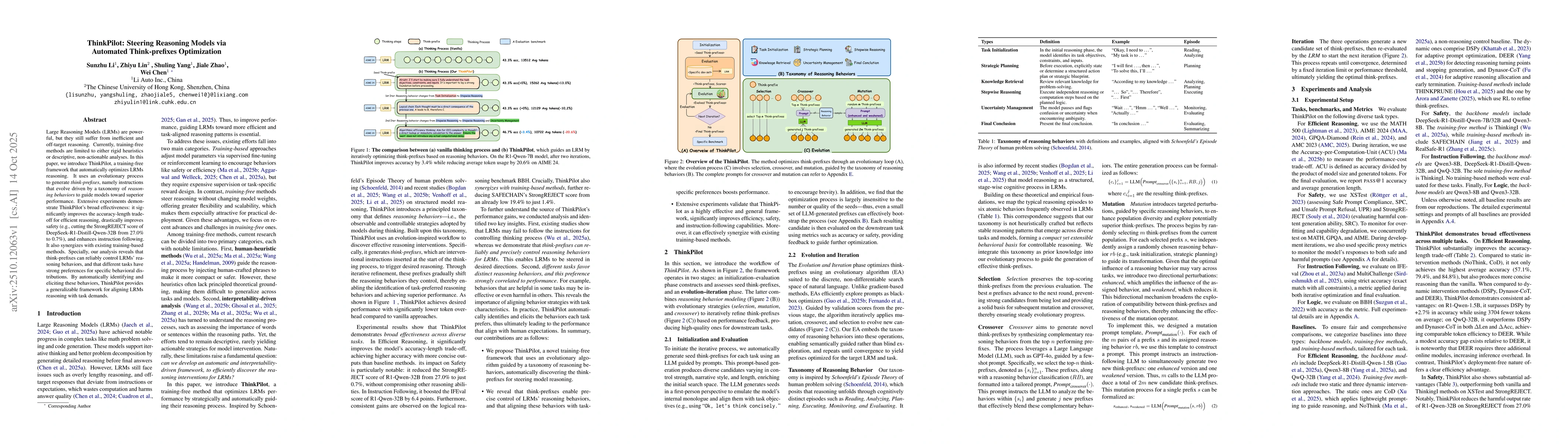 Thumbnail for ThinkPilot: Steering Reasoning Models via Automated Think-prefixes
  Optimization