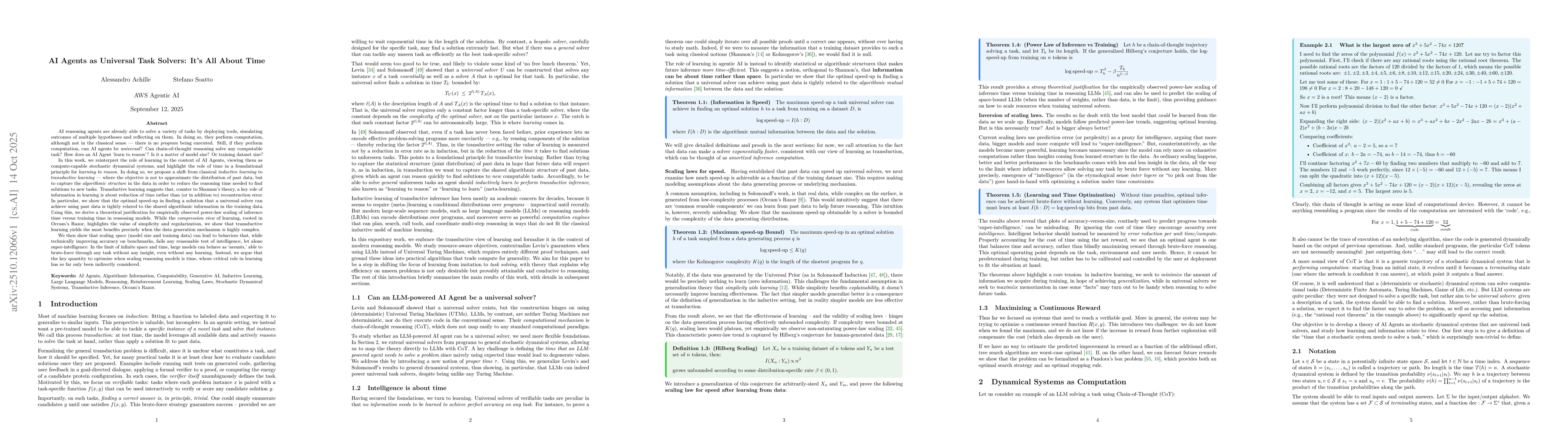Thumbnail for AI Agents as Universal Task Solvers