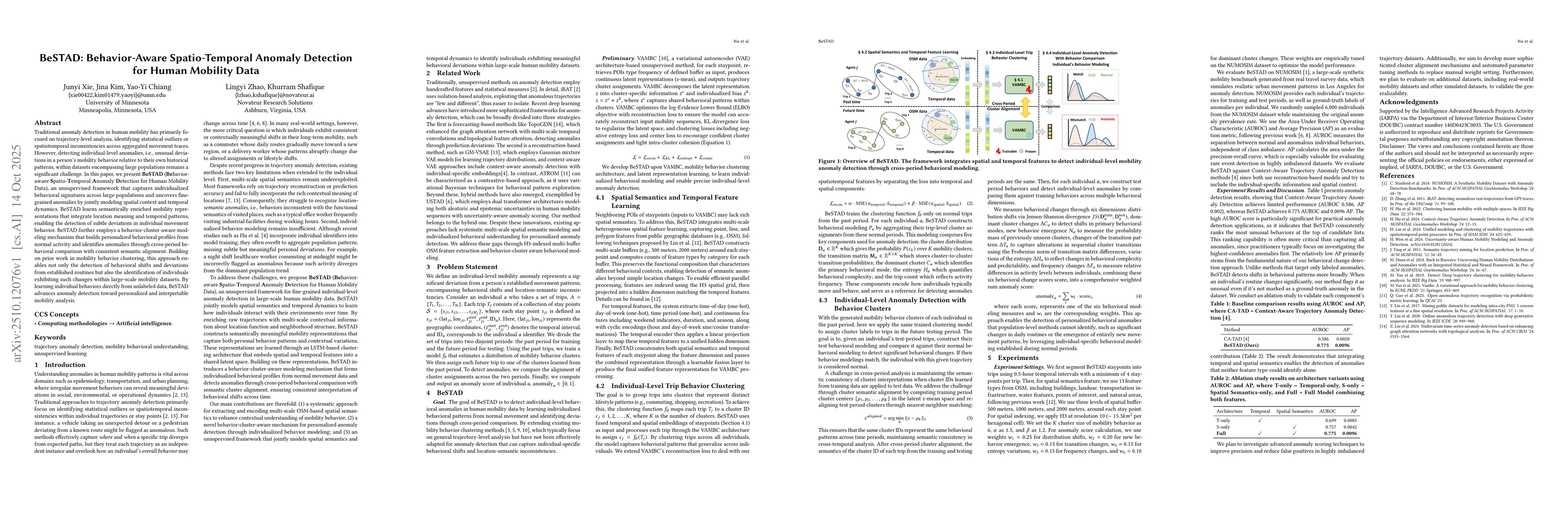 Thumbnail for BeSTAD: Behavior-Aware Spatio-Temporal Anomaly Detection for Human
  Mobility Data