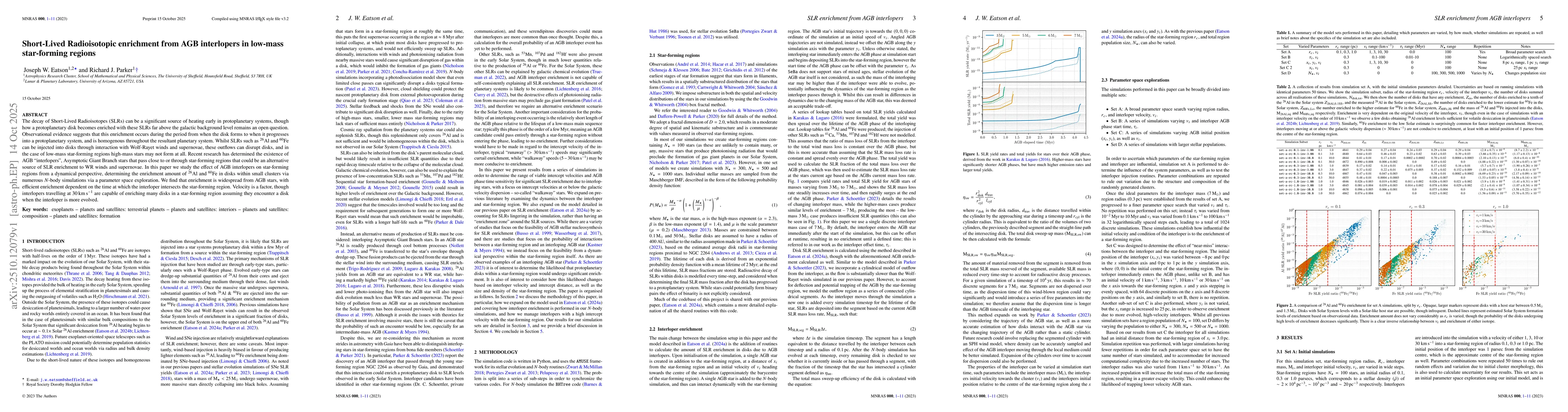 Thumbnail for Short-Lived Radioisotopic enrichment from AGB interlopers in low-mass
  star-forming regions