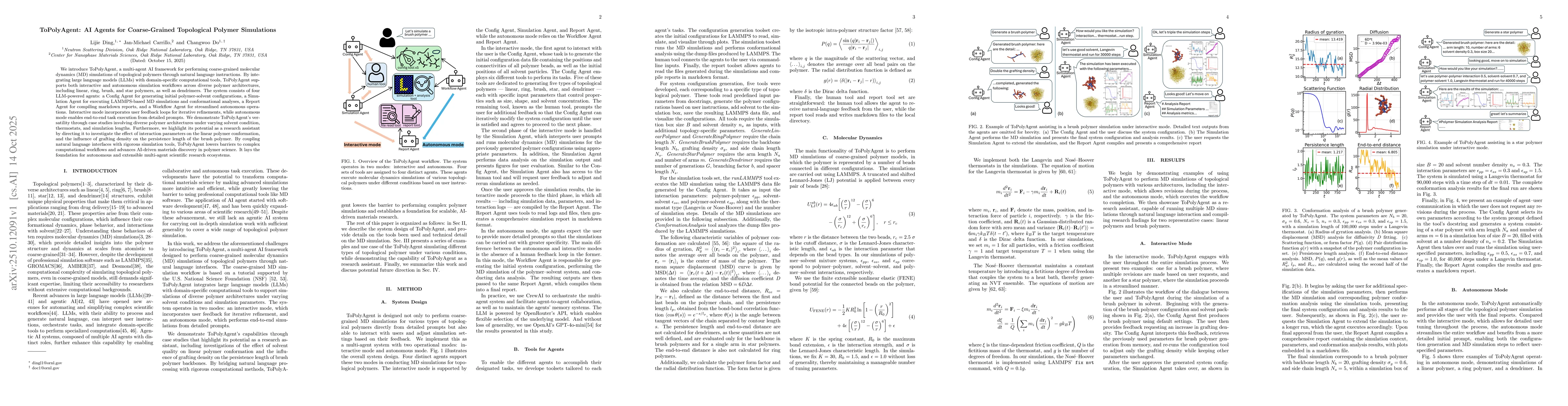 Thumbnail for ToPolyAgent: AI Agents for Coarse-Grained Topological Polymer
  Simulations