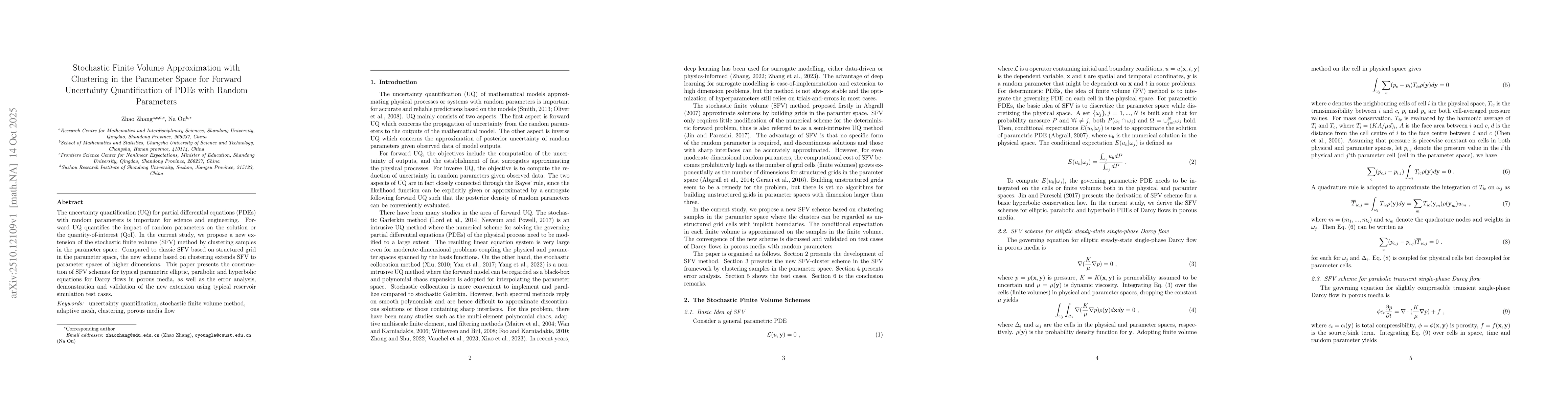 Thumbnail for Stochastic Finite Volume Approximation with Clustering in the Parameter
  Space for Forward Uncertainty Quantification of PDEs with Random Parameters