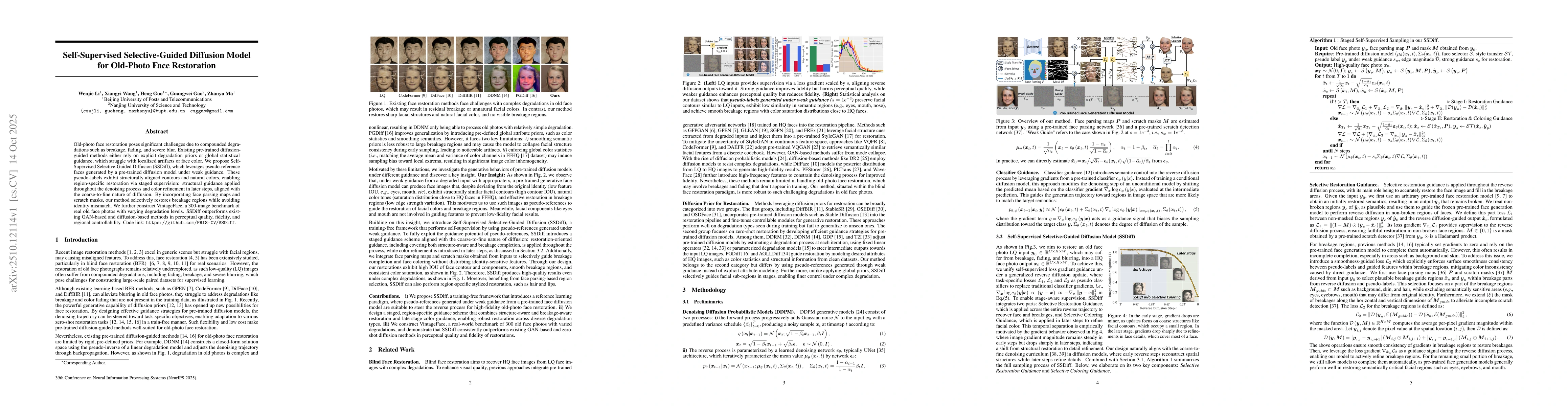 Thumbnail for Self-Supervised Selective-Guided Diffusion Model for Old-Photo Face
  Restoration