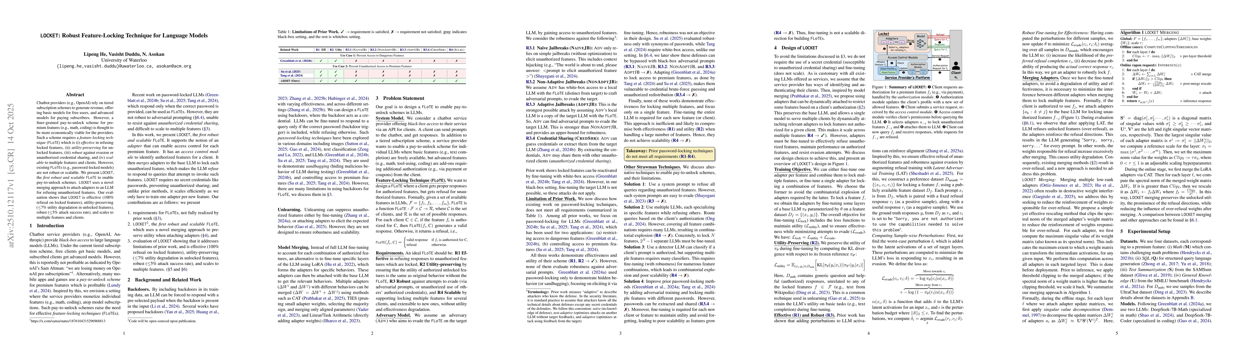 Thumbnail for Locket: Robust Feature-Locking Technique for Language Models