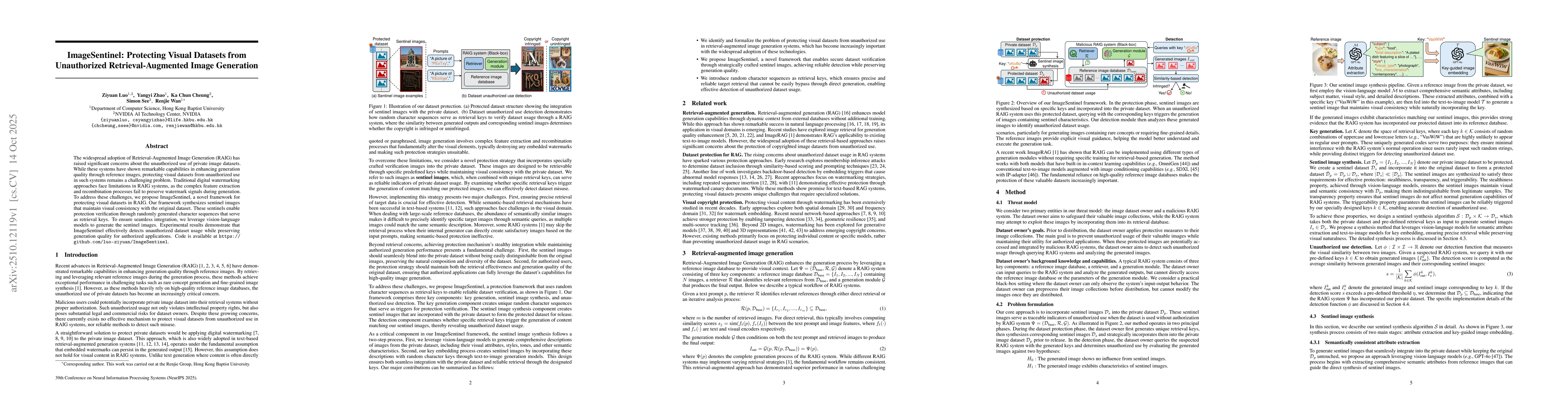 Thumbnail for ImageSentinel: Protecting Visual Datasets from Unauthorized
  Retrieval-Augmented Image Generation