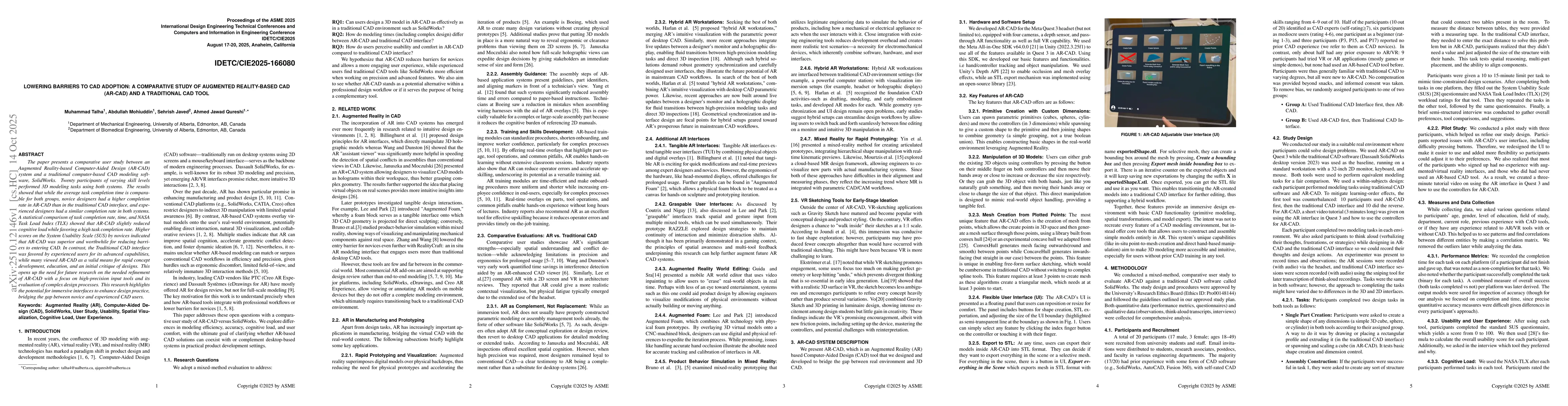 Thumbnail for Lowering Barriers to CAD Adoption: A Comparative Study of Augmented
  Reality-Based CAD (AR-CAD) and a Traditional CAD tool